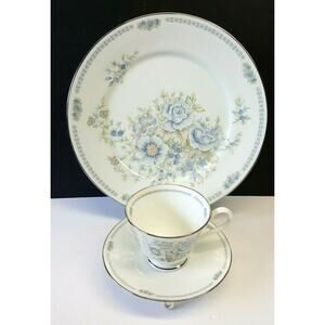 Lenox Oxford Bone China 'Midsummer' 3-pc Dinner Plate, Cup, Saucer 1979-1983 USA